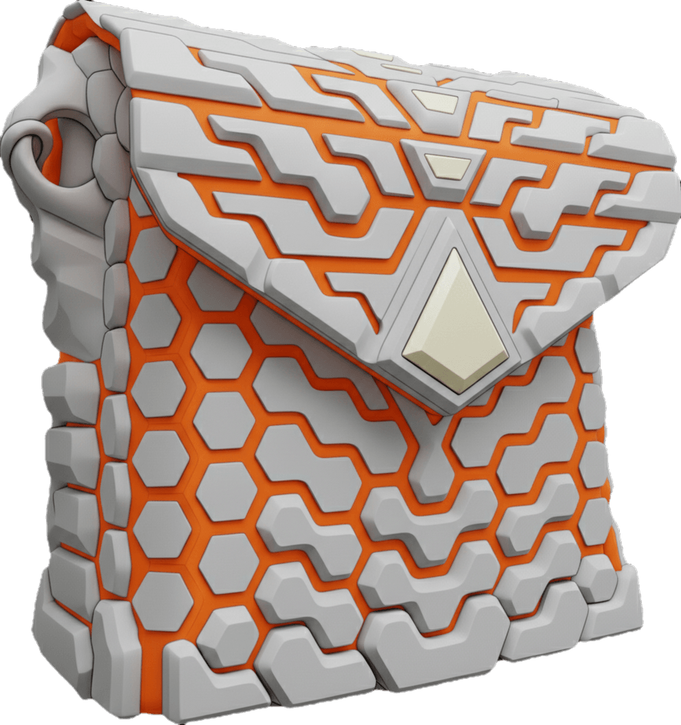 CONCRETE-EMBER — Light Tech Grey / Neon Orange — 3D printed sculptural bag by Variable Objects