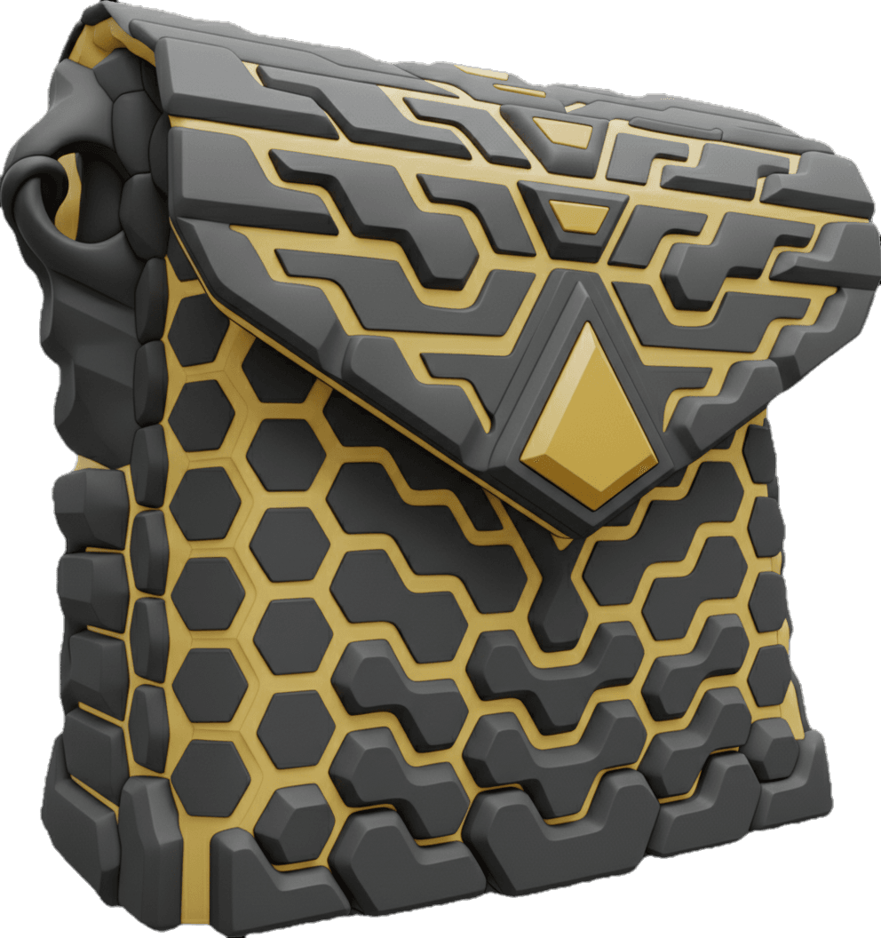 LUNAR-SULPHUR — Dark Gray / Hazard Yellow — 3D printed sculptural bag by Variable Objects
