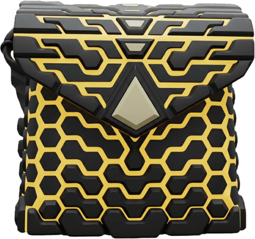 HIVE-VOLTAGE — Cosmic Black / Shining Yellow — 3D printed sculptural bag by Variable Objects