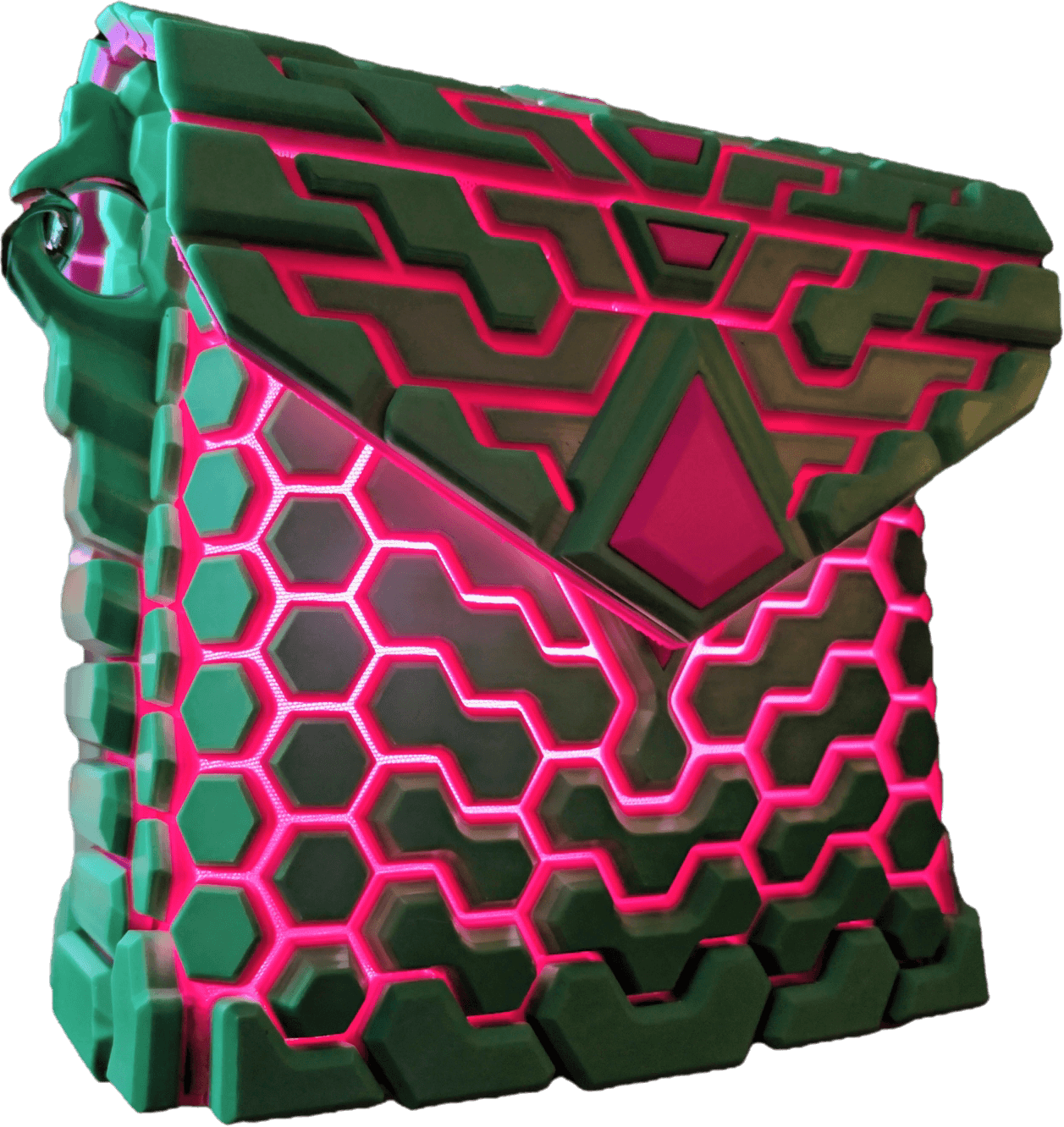 ACID-FLUX — Toxic Green / Neon Pink — 3D printed sculptural bag by Variable Objects