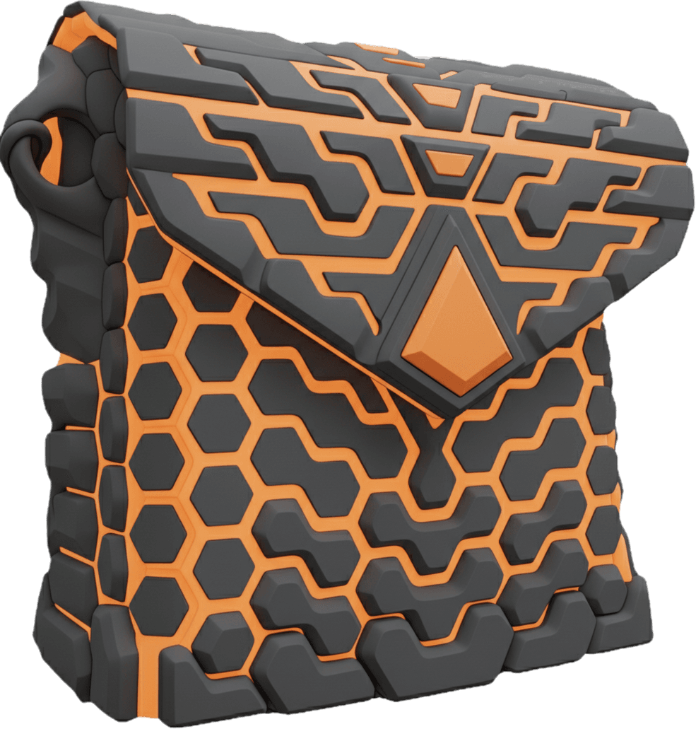 VECTOR-BURN — Cosmic Black / Neon Orange — 3D printed sculptural bag by Variable Objects